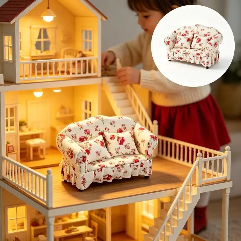 1:12 Miniature Flower Print Loveseat Sofa Model Figure For Doll House With Decorative Pillows Scene Display Accessories A2UB
1:12 Miniature Flower Print Loveseat Sofa Model Figure For Doll House With Decorative Pillows Scene Display Accessories A2UB
