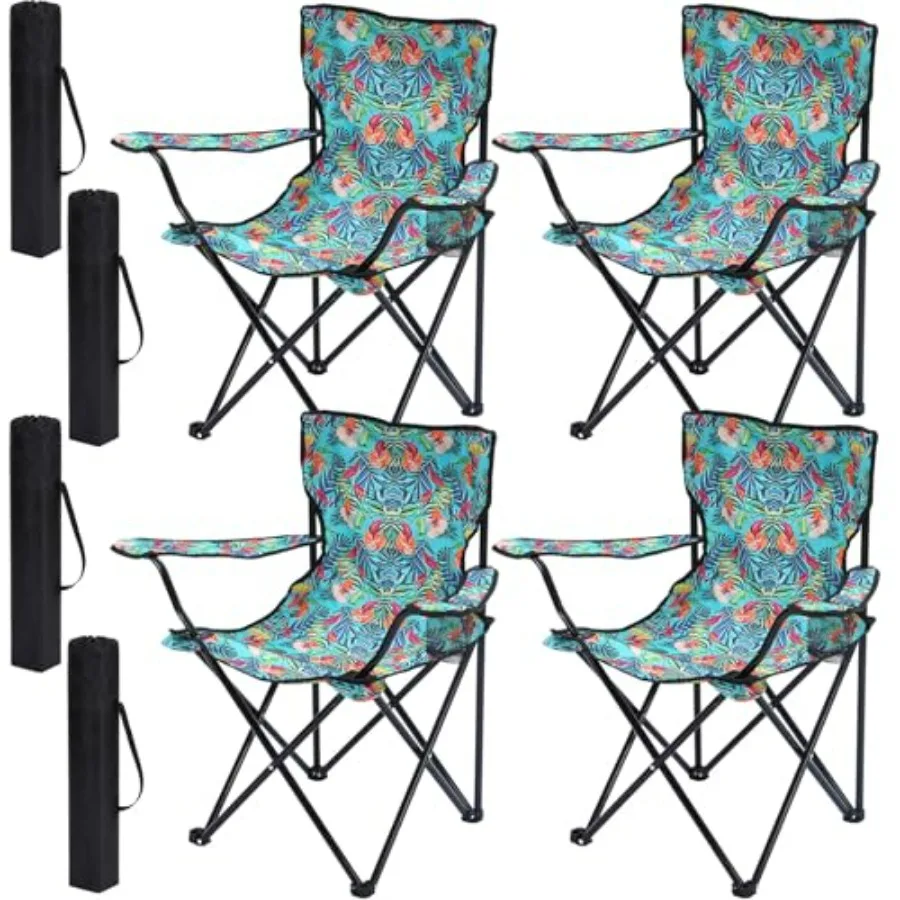 4 Pcs Floral Foldable Camping Chairs with Tropical Pattern Portable Outdoor Chairs with Armrests and Carry Bags, Travel Lightwe
4 Pcs Floral Foldable Camping Chairs with Tropical Pattern Portable Outdoor Chairs with Armrests and Carry Bags, Travel Lightwe