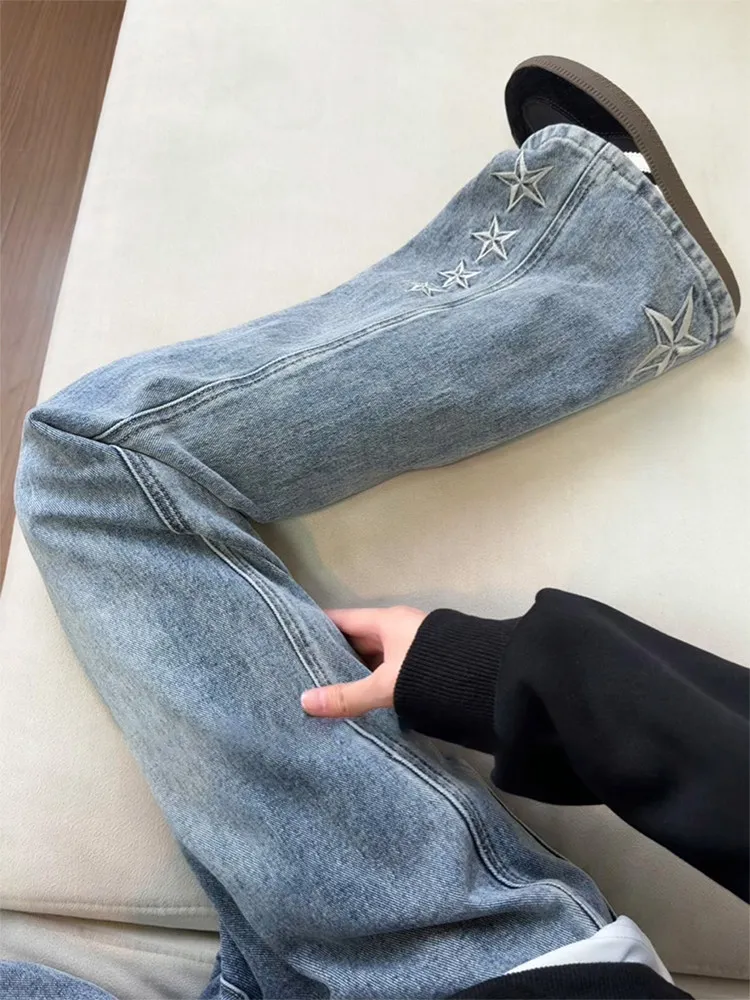 American High Street Blue Jeans Men's Autumn Winter Slim Fit Bootcut Pants Embroidered Vibe Washed out Straight Leg Jeans
American High Street Blue Jeans Men's Autumn Winter Slim Fit Bootcut Pants Embroidered Vibe Washed out Straight Leg Jeans