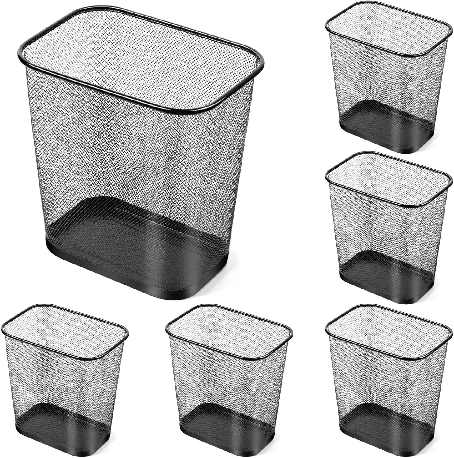 6 Pieces Mesh Square Trash Cans 4 Gallons Wire Wastebasket for Home Black Metal Office Garbage Cans Rectangular Open Top
6 Pieces Mesh Square Trash Cans 4 Gallons Wire Wastebasket for Home Black Metal Office Garbage Cans Rectangular Open Top