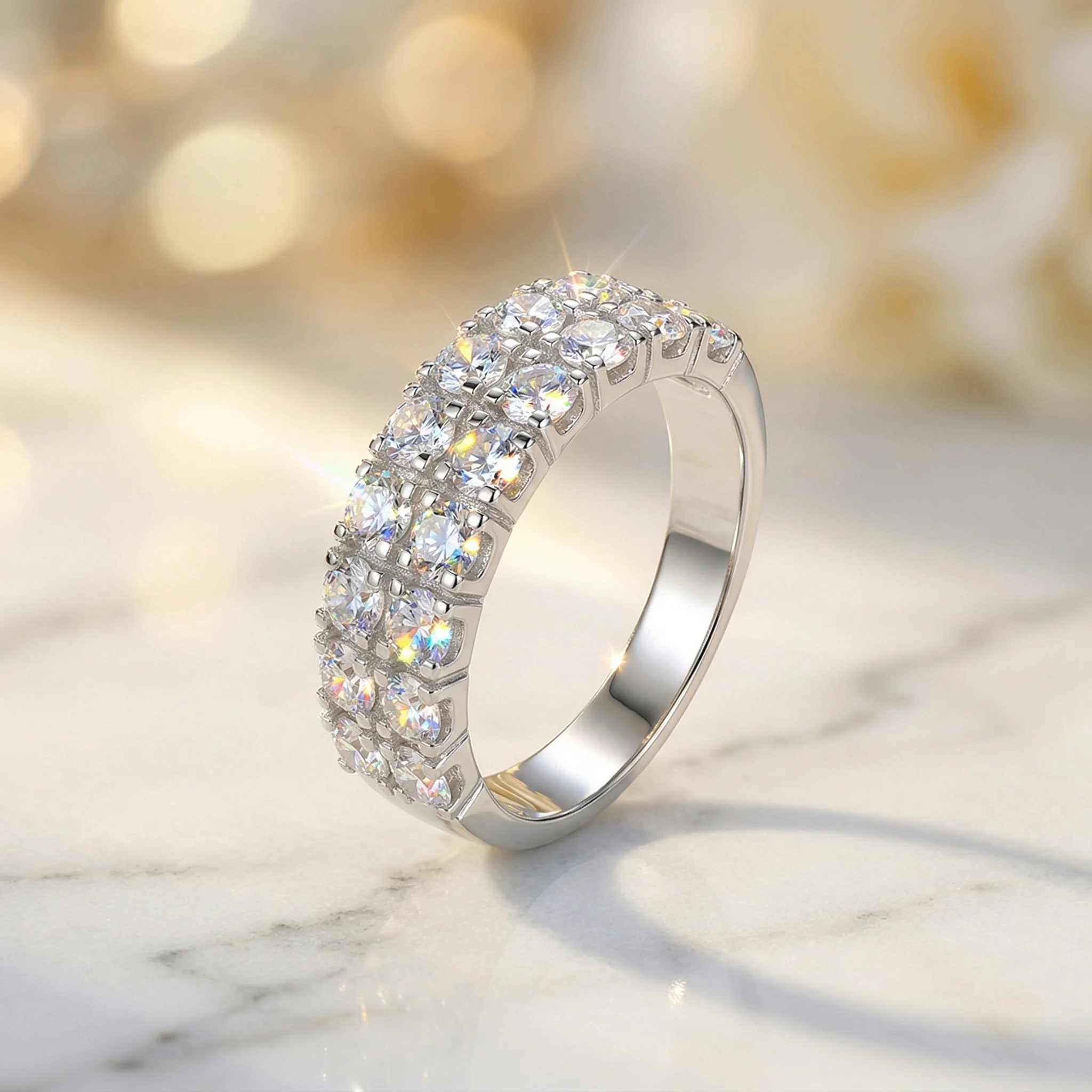 Minimalist Modern S925 Silver D Color VVS1 Moissanite Double Row Paved Band High-End Daily Stackable Ring For Women
Minimalist Modern S925 Silver D Color VVS1 Moissanite Double Row Paved Band High-End Daily Stackable Ring For Women