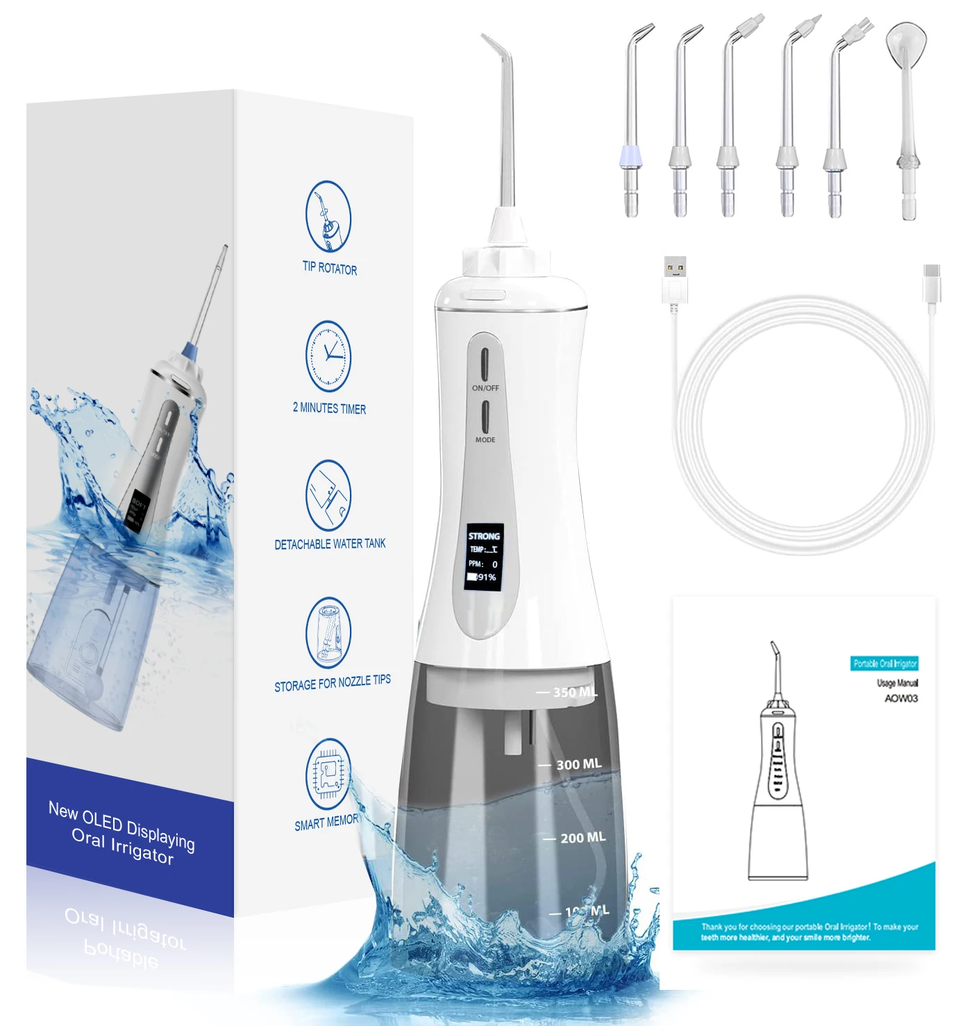 Dental Water Irrigator Hot Selling Portable LCD Display Oral Irrigator for Tooth Cordless Cleaner Electric Water Flosser
Dental Water Irrigator Hot Selling Portable LCD Display Oral Irrigator for Tooth Cordless Cleaner Electric Water Flosser