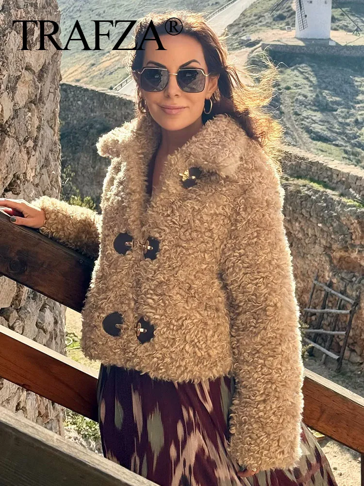 TRAFZA Women New Winter Knot Button Fleece Warm Short Coat Jacket Female Fashion Versatile Turn Down Collar Long Sleeve Outwear
TRAFZA Women New Winter Knot Button Fleece Warm Short Coat Jacket Female Fashion Versatile Turn Down Collar Long Sleeve Outwear