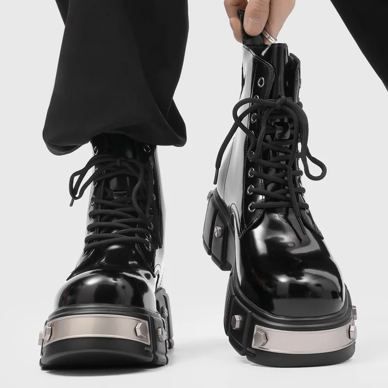 men fashion stage nightclub high platform boots lace-up patent leather shoes cowboy spring autumn boot designer motorcycle botas
men fashion stage nightclub high platform boots lace-up patent leather shoes cowboy spring autumn boot designer motorcycle botas