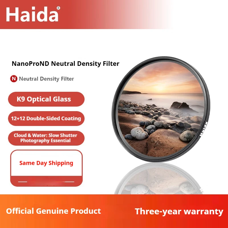 Haida NanoPro ND3.6 (4000x) 12-Stop Neutral Density Filter Multi-Coated for Major Camera Brands: DSLR & Mirrorless
Haida NanoPro ND3.6 (4000x) 12-Stop Neutral Density Filter Multi-Coated for Major Camera Brands: DSLR & Mirrorless