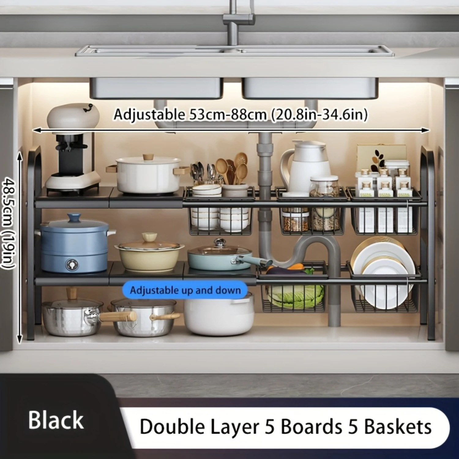 1 Set, SupremeSpace Under-Sink Organizer - Expandable & Retractable Rack with Removable Baskets, Perfect for Kitchen & Bathroom
1 Set, SupremeSpace Under-Sink Organizer - Expandable & Retractable Rack with Removable Baskets, Perfect for Kitchen & Bathroom
