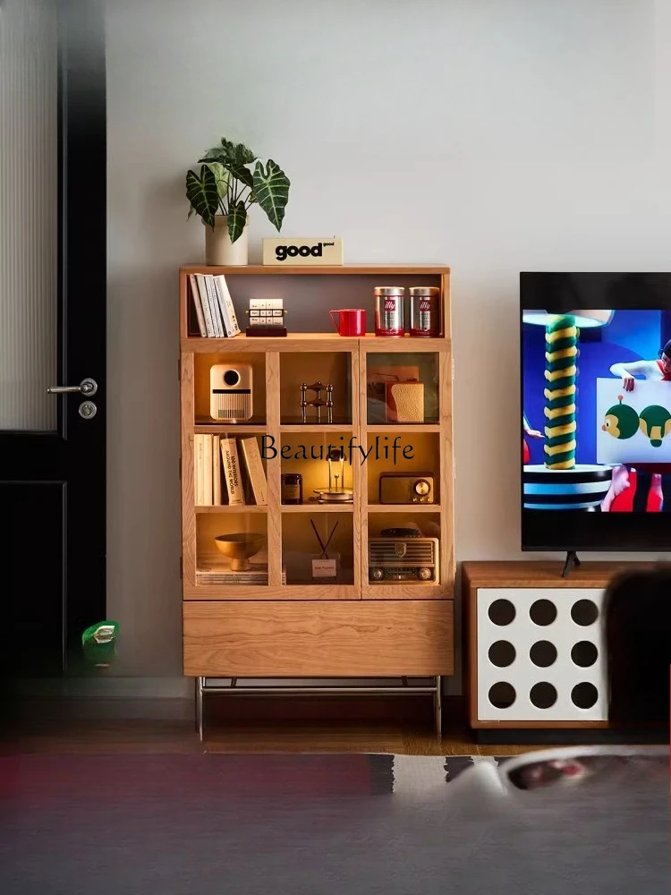 Solid wood bookcase Japanese-style cherry wood display case Living room simple glass door dust-proof bookshelf
Solid wood bookcase Japanese-style cherry wood display case Living room simple glass door dust-proof bookshelf