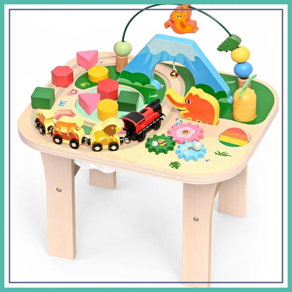 9-in-1 Wooden Activity Table for 1-3 Year Old Toddlers, Bead Maze Shape Sorter Train Toy, Educational Baby Play Center
9-in-1 Wooden Activity Table for 1-3 Year Old Toddlers, Bead Maze Shape Sorter Train Toy, Educational Baby Play Center