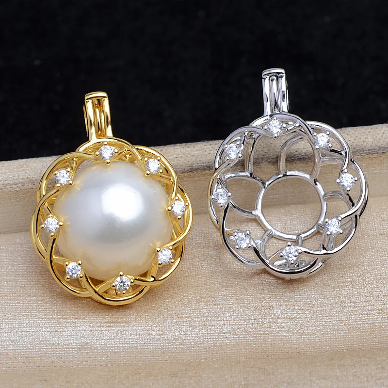 Wholesale 925 Sterling Silver Cage Pendant Mounts Base Findings Settings Mountings Jewelry Fittings for 14-15mm Pearls 3pcs/lot
Wholesale 925 Sterling Silver Cage Pendant Mounts Base Findings Settings Mountings Jewelry Fittings for 14-15mm Pearls 3pcs/lot