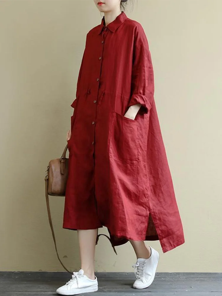 Ele Cotton Linen irt Dr Long Sve, средней длины, на пуговицах, женские модные весенние поездки, однотонный воротник
Ele Cotton Linen irt Dr Long Sve, средней длины, на пуговицах, женские модные весенние поездки, однотонный воротник