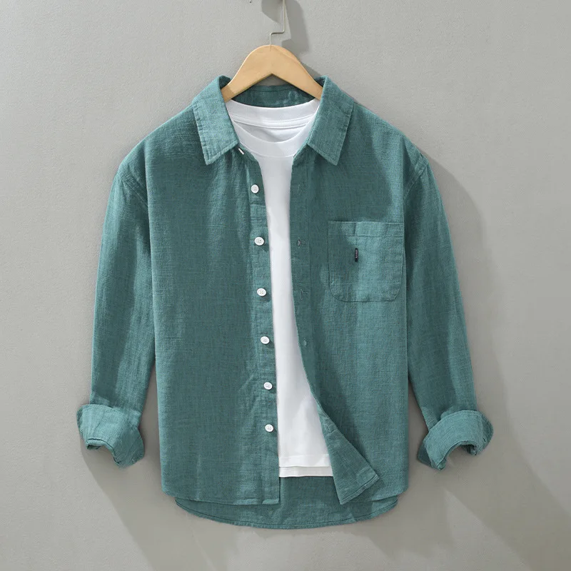 Fresh Polo Collar Cotton Linen Shirt for Men Casual Breathable Top Fashion Solid Color Men's Long Sleeve Shirt With Chest Pocket
Fresh Polo Collar Cotton Linen Shirt for Men Casual Breathable Top Fashion Solid Color Men's Long Sleeve Shirt With Chest Pocket