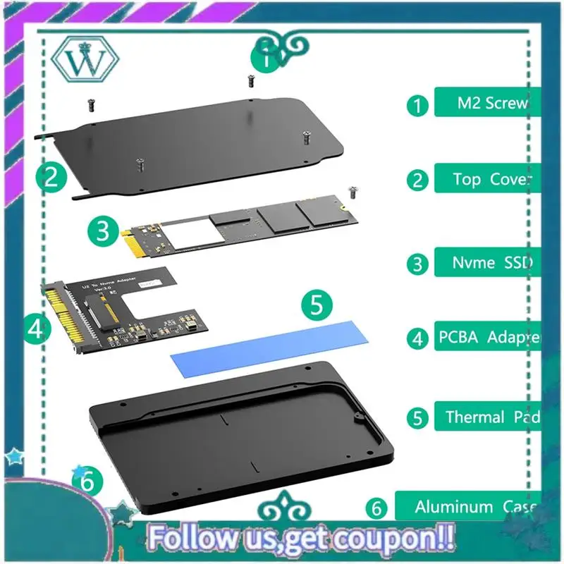 Upgraded U.2 To NVME Adapter 2.5Inch SFF-8639 PCI-E U2 To M2 M Key Riser Board Enclosure Socket For M.2 SSD Box Converter
Upgraded U.2 To NVME Adapter 2.5Inch SFF-8639 PCI-E U2 To M2 M Key Riser Board Enclosure Socket For M.2 SSD Box Converter