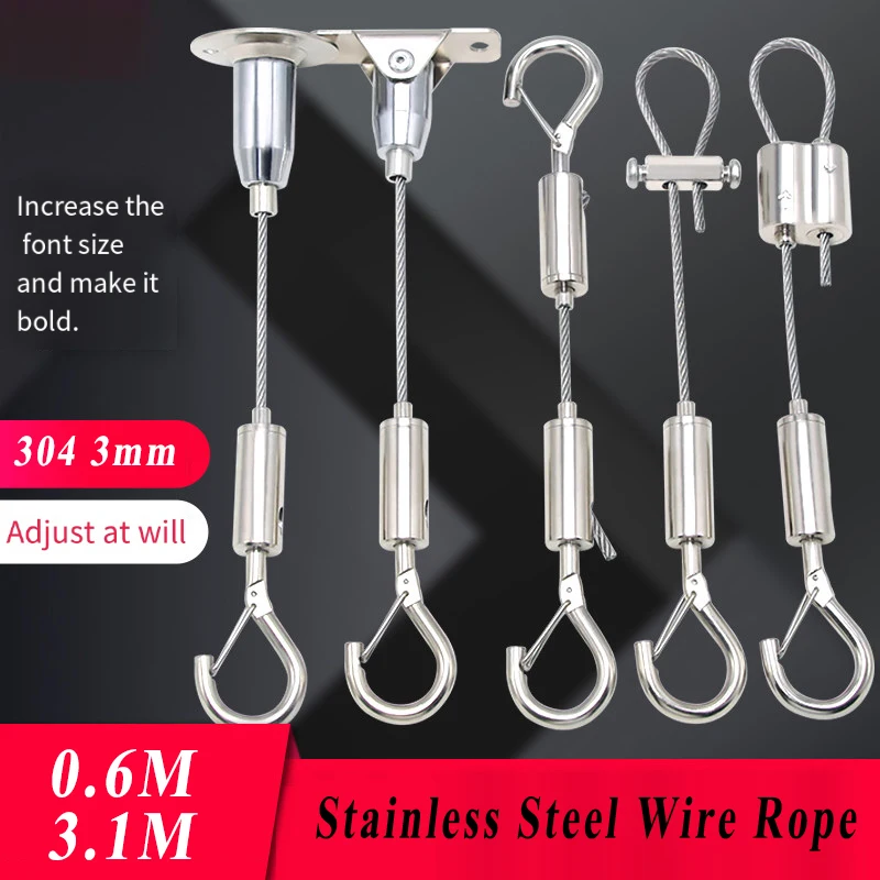 3mm Stainless Steel Thick Wire Rope Double Hooks Adjustable Hook with Lock Clip for Picture Hanging wire rope clip,lifting rope
3mm Stainless Steel Thick Wire Rope Double Hooks Adjustable Hook with Lock Clip for Picture Hanging wire rope clip,lifting rope