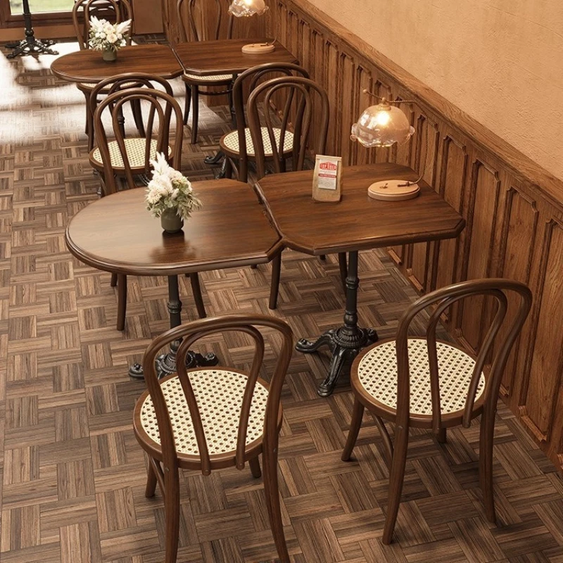 American retro solid wood cafe table and chair combination restaurant clear bar dessert shop western restaurant commercial small
American retro solid wood cafe table and chair combination restaurant clear bar dessert shop western restaurant commercial small