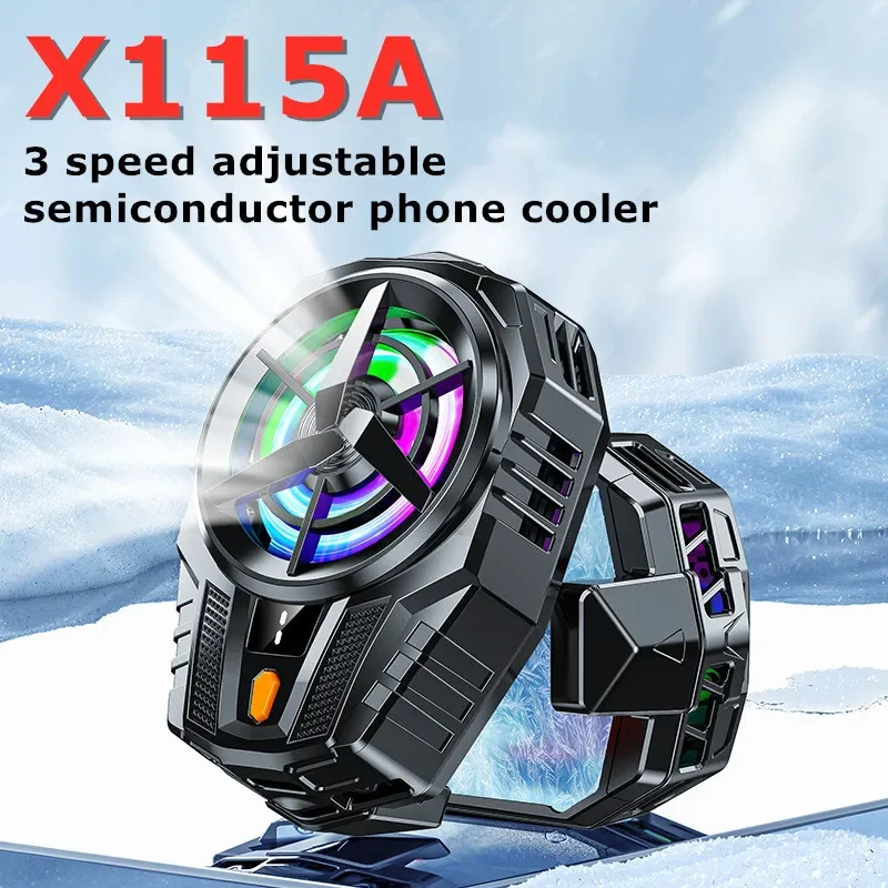 X115 Mobile Phone Semiconductor 3 Gear Adjustable Back-clip Radiator with RGB Light for IPhone Samsung Xiaomi Huawei Game Cooler
X115 Mobile Phone Semiconductor 3 Gear Adjustable Back-clip Radiator with RGB Light for IPhone Samsung Xiaomi Huawei Game Cooler