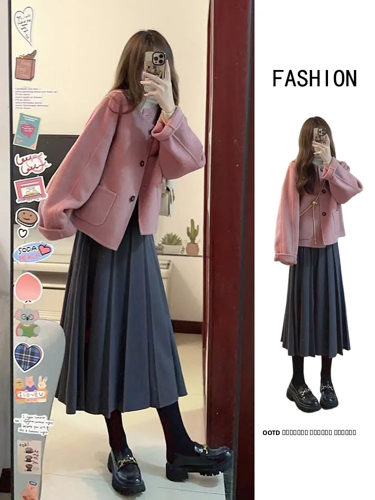 Pink Woolen Coat Women's Winter ort Outerwear Faionable Small Size High End Feelings Breathable Ladies' Jaet Coat
Pink Woolen Coat Women's Winter ort Outerwear Faionable Small Size High End Feelings Breathable Ladies' Jaet Coat