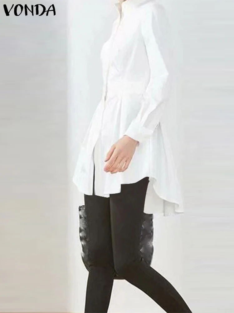 VONDA Women Elegant Blouse 2023 Fashion Solid Color Shirts Casual Standing Neck Long Sleeve Tops Waist Pleated Shirts Femininas
VONDA Women Elegant Blouse 2023 Fashion Solid Color Shirts Casual Standing Neck Long Sleeve Tops Waist Pleated Shirts Femininas