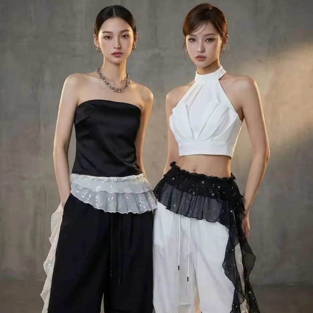 Irregular Sequined Ruffle Butt Curtain Y2K Streetwear Harajuku Lace Up Ruffles Skirt See Through Lace-up Design Pleated Skirts
Irregular Sequined Ruffle Butt Curtain Y2K Streetwear Harajuku Lace Up Ruffles Skirt See Through Lace-up Design Pleated Skirts