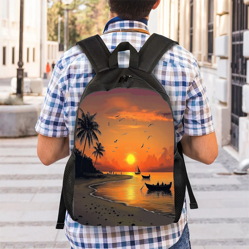 1 tropical sunset beach backpack, printed with palm trees and ocean patterns - adjustable shoulder straps, zipped closure
1 tropical sunset beach backpack, printed with palm trees and ocean patterns - adjustable shoulder straps, zipped closure