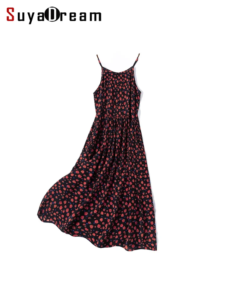 SuyaDream, Woman Long Dress, 100%Real Silk Spaghetti Strap, A-line, Floral Printed Dresses, 2025 Spring Summer Clothes, Black
SuyaDream, Woman Long Dress, 100%Real Silk Spaghetti Strap, A-line, Floral Printed Dresses, 2025 Spring Summer Clothes, Black