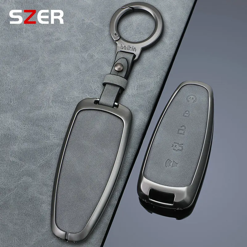 Metal Leather Car Remote Key Case Cover Shell Fob Holder For Ford Focus Edge Explorer Expedition C-Max Escape Flex Keychain
Metal Leather Car Remote Key Case Cover Shell Fob Holder For Ford Focus Edge Explorer Expedition C-Max Escape Flex Keychain