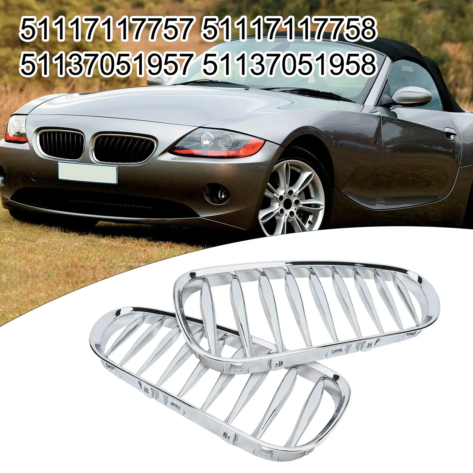 Car Convertible Silver Plating Front Kidney Grille Single-line Electroplating Frame Grille For BMW Z4 E85 Coupe Accessories
Car Convertible Silver Plating Front Kidney Grille Single-line Electroplating Frame Grille For BMW Z4 E85 Coupe Accessories