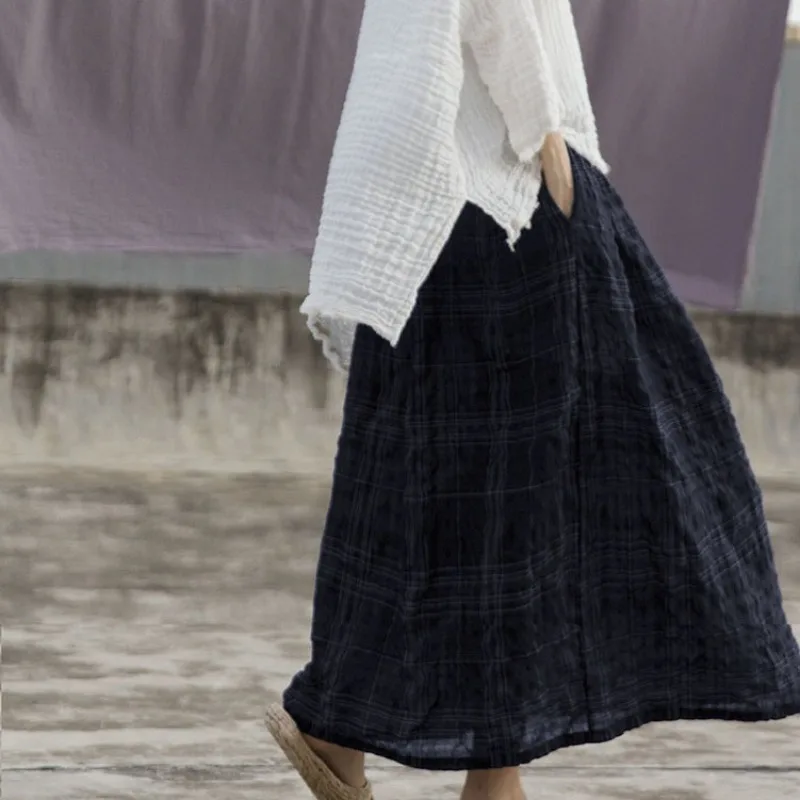 Vintage Ramie Striped Printed Jacquard Midi Skirts Women High Waist Faldas Mujer Elastic Waist A-Line Artistic Retro Boho Skirts
Vintage Ramie Striped Printed Jacquard Midi Skirts Women High Waist Faldas Mujer Elastic Waist A-Line Artistic Retro Boho Skirts