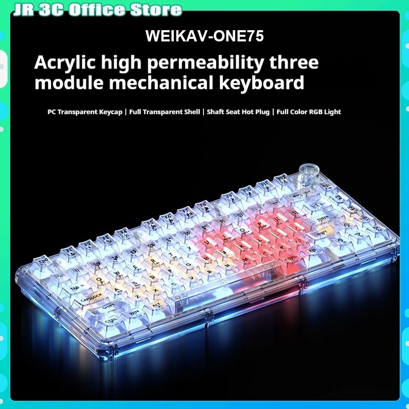 WEIKAV ONE75 3-module Customized Mechanical Keyboard Acrylic Transparent Gasket Structure RGB Hot Plug Game Office Gift
WEIKAV ONE75 3-module Customized Mechanical Keyboard Acrylic Transparent Gasket Structure RGB Hot Plug Game Office Gift