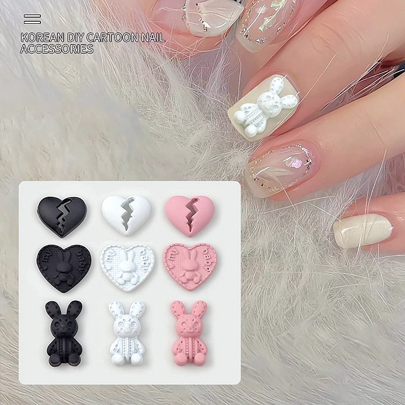 10PCS Korean Black Pink White Broken Heart 3D Nail Art Rabbit Charms Parts Accessories Maincure Decor Nails Decoration Supplies
10PCS Korean Black Pink White Broken Heart 3D Nail Art Rabbit Charms Parts Accessories Maincure Decor Nails Decoration Supplies