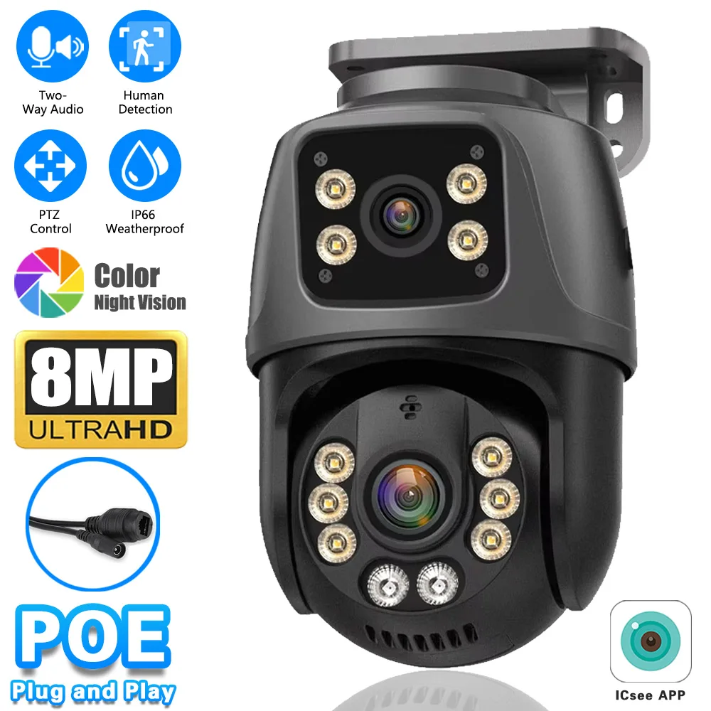 ICSEE Smart Wired HD Dual Lens POE IP Camera WIFI 8MP Dual Screens Video Security CCTV Cameras Home IPTV Outdoor IP66 Waterproof
ICSEE Smart Wired HD Dual Lens POE IP Camera WIFI 8MP Dual Screens Video Security CCTV Cameras Home IPTV Outdoor IP66 Waterproof