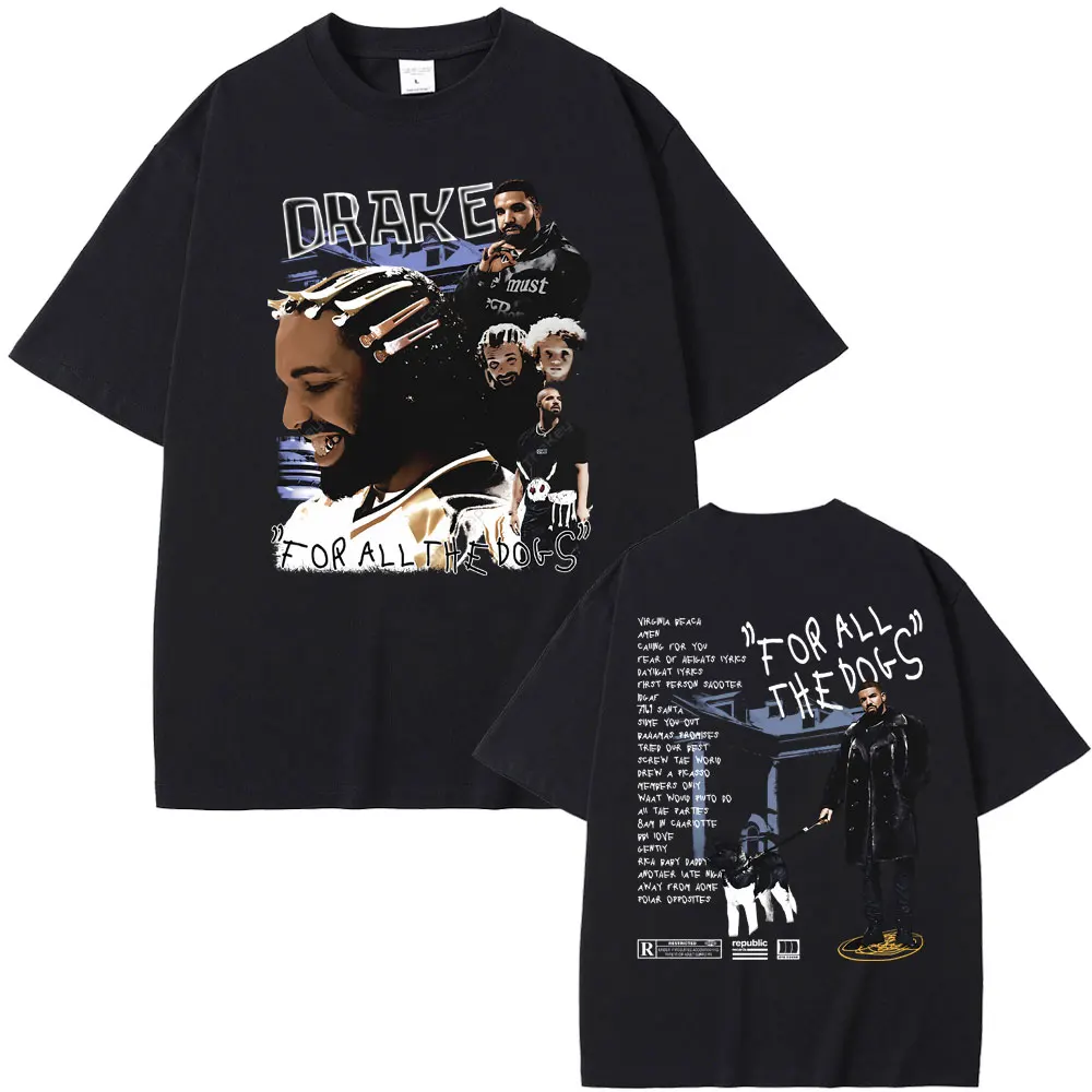 Rapper Drake for All The Dogs Double Sided Print T Shirt Male Hip Hop Trend T-shirt Streetwear Men Women Casual Oversized Tshirt
Rapper Drake for All The Dogs Double Sided Print T Shirt Male Hip Hop Trend T-shirt Streetwear Men Women Casual Oversized Tshirt