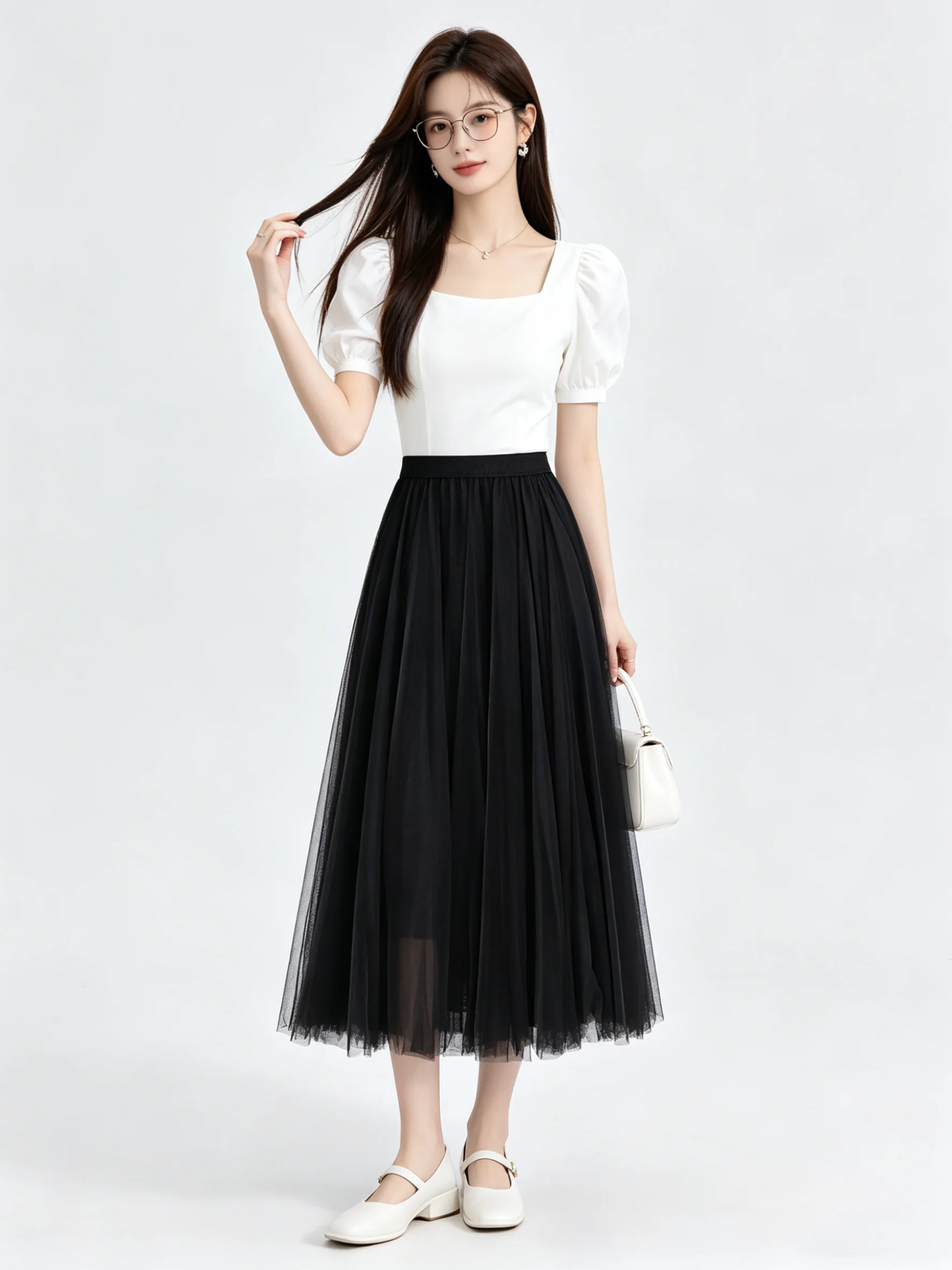 Retro Black Mesh Half Skirt High Waist A-Line Pleated Long Skirt Elastic Waist Slimming Korean Style Maxi Skirt Summer
Retro Black Mesh Half Skirt High Waist A-Line Pleated Long Skirt Elastic Waist Slimming Korean Style Maxi Skirt Summer