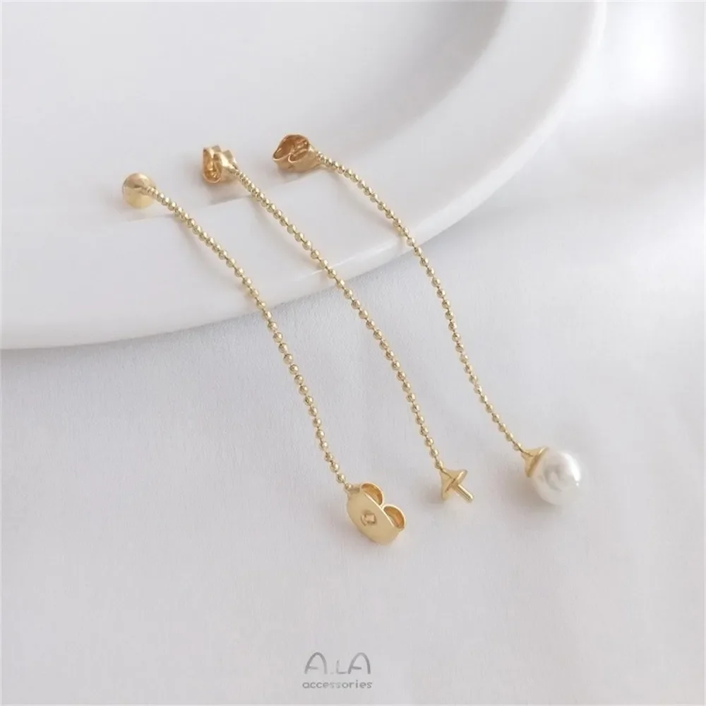 14K Gold-Color Ear Plug Tassel Chain Bead Support Ear Line DIY Pearl Earrings Hand-made Stud Earrings Jewelry Material E276
14K Gold-Color Ear Plug Tassel Chain Bead Support Ear Line DIY Pearl Earrings Hand-made Stud Earrings Jewelry Material E276