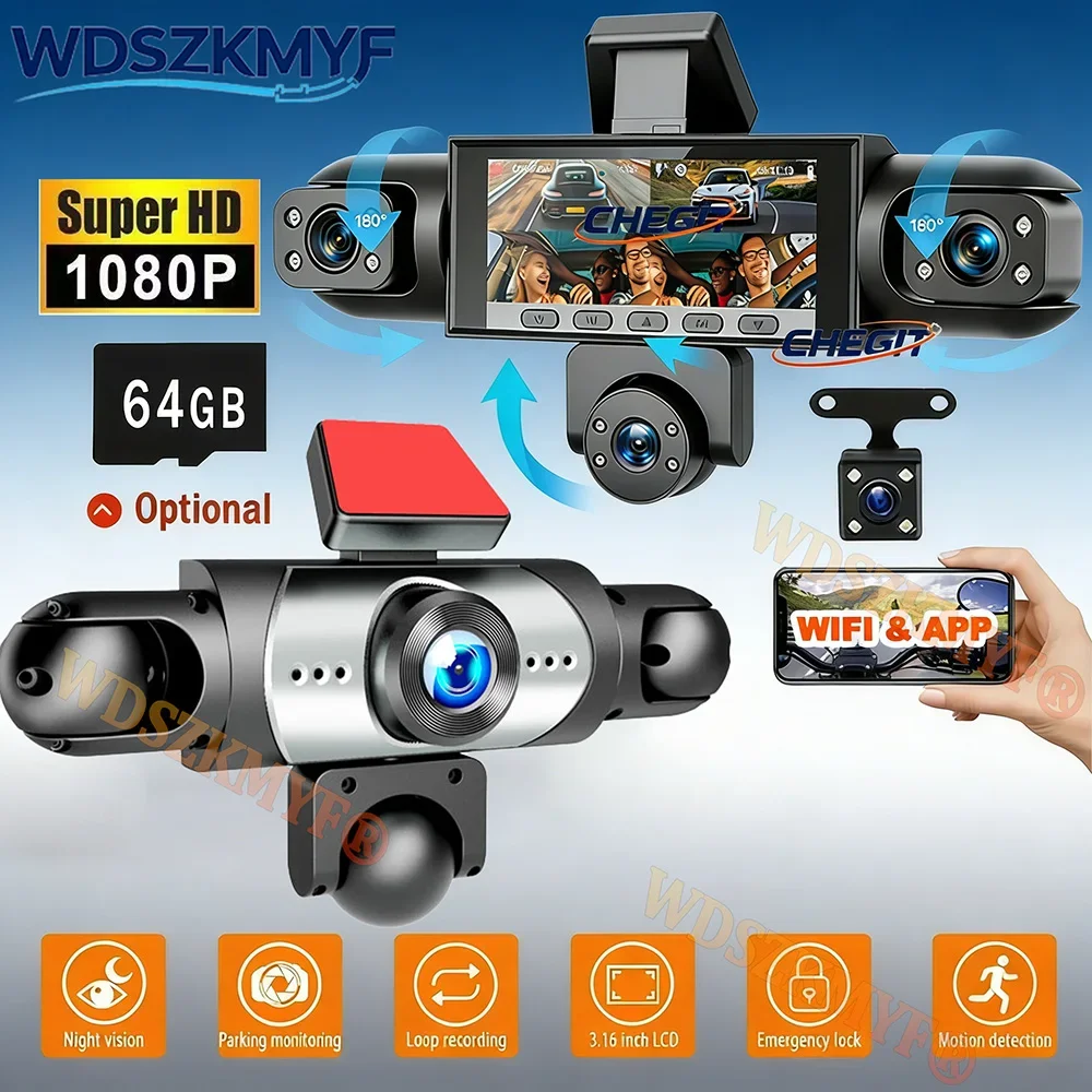 New 5Camera Dashcam 360 Degrees WIFI 1080P Video Recorder Front Left Right inside Rear View camera 5 Way Car DVR Black box
New 5Camera Dashcam 360 Degrees WIFI 1080P Video Recorder Front Left Right inside Rear View camera 5 Way Car DVR Black box