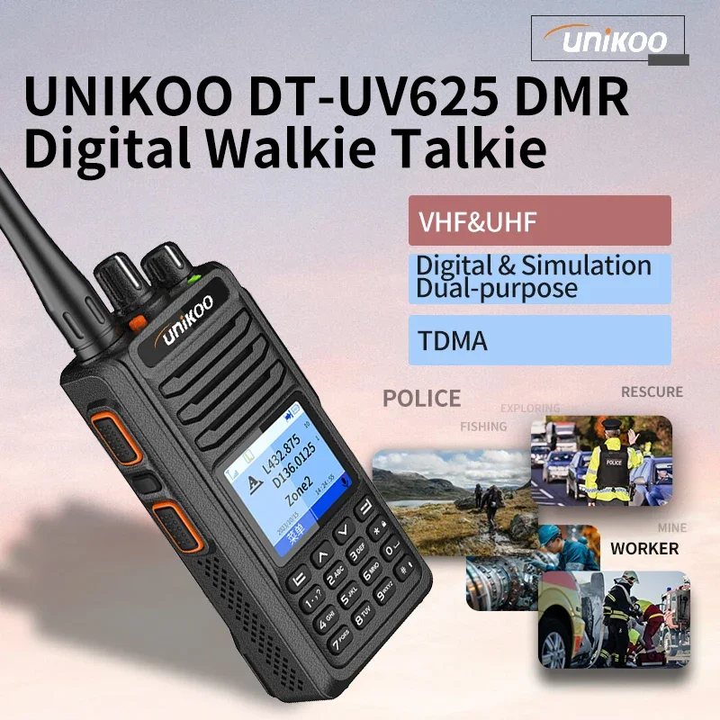 UNIKOO DT-UV625 Walkie Talkie DMR Radio UHF VHF Ham Radio Long Range DMR Digital Dual Mode Analog Two Way Radio
UNIKOO DT-UV625 Walkie Talkie DMR Radio UHF VHF Ham Radio Long Range DMR Digital Dual Mode Analog Two Way Radio