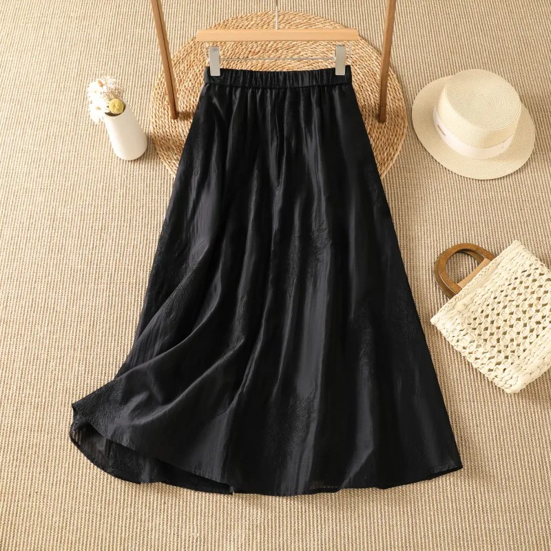 Elegant Black Embroidered Asymmetrical Hem Midi Skirt Thin Silk-Like A-Line Summer Women's Premium Feel Half-length Skirt
Elegant Black Embroidered Asymmetrical Hem Midi Skirt Thin Silk-Like A-Line Summer Women's Premium Feel Half-length Skirt