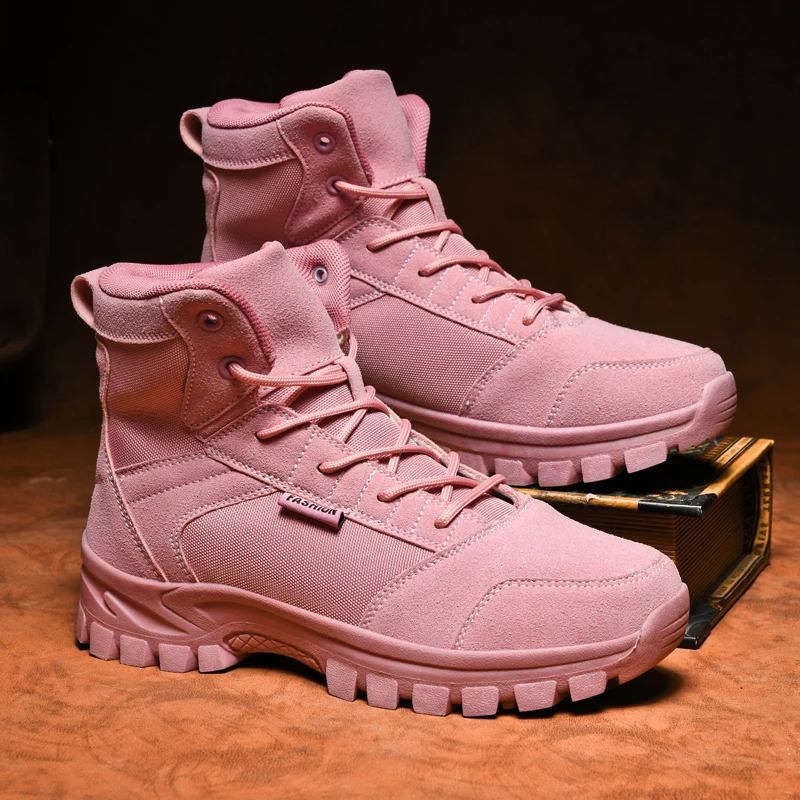 High Top Pink Women's Sports Shoes Outdoor Non-slip Men's Tactical Boots Comfy Suede Leather Hiking Boots Men Trekking Sneakers
High Top Pink Women's Sports Shoes Outdoor Non-slip Men's Tactical Boots Comfy Suede Leather Hiking Boots Men Trekking Sneakers