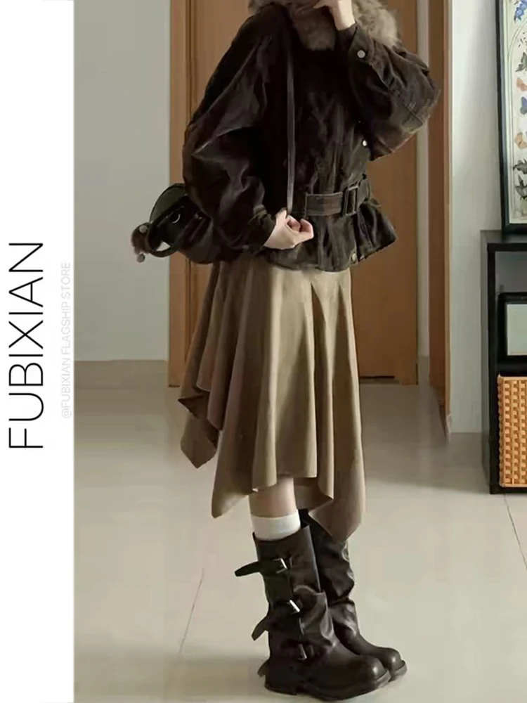 Retro American Suede Skirt Asymmetrical Mid-Length 3D Tailoring Design Brown High Waist Fene Spring New Arrivals
Retro American Suede Skirt Asymmetrical Mid-Length 3D Tailoring Design Brown High Waist Fene Spring New Arrivals
