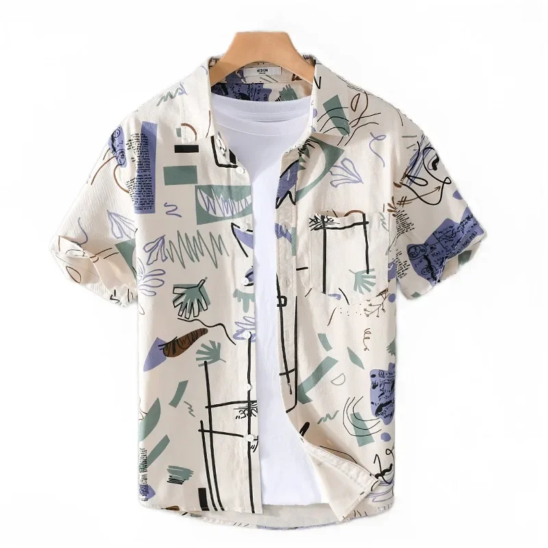 Summer men's printed short sleeved comfortable shirt loose oversized trend simple and versatile youth lapel fresh men's shirt
Summer men's printed short sleeved comfortable shirt loose oversized trend simple and versatile youth lapel fresh men's shirt