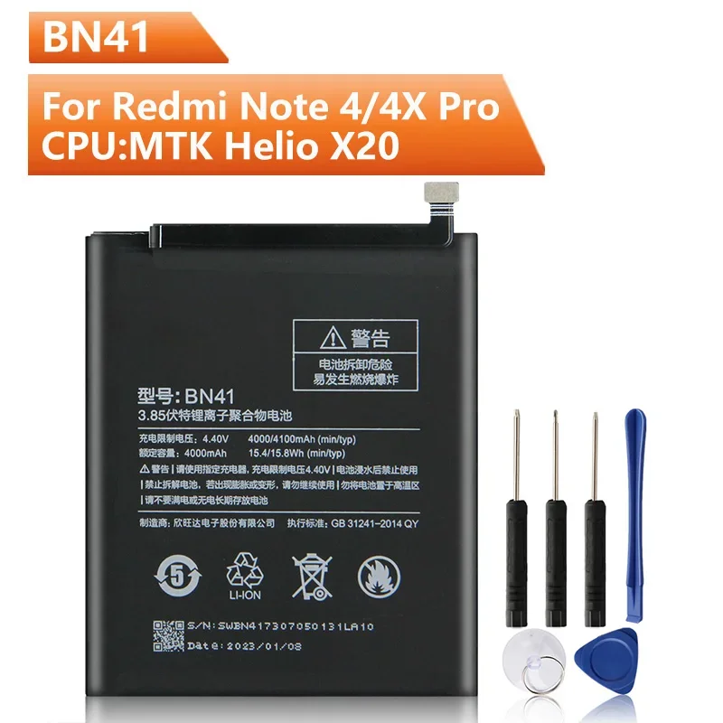 NEW Replacement Phone Battery BN41 For Xiaomi Redmi Note 4 Hongmi Note4 Pro Note 4X Rechargeable Battery 4100mAh
NEW Replacement Phone Battery BN41 For Xiaomi Redmi Note 4 Hongmi Note4 Pro Note 4X Rechargeable Battery 4100mAh