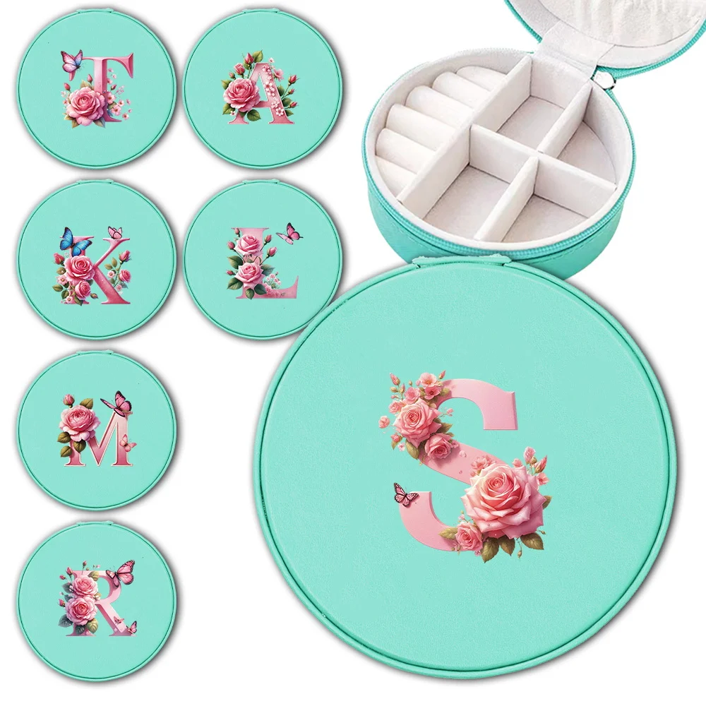 Portable PU Round Jewelry Case Suitable for Carrying with You When Traveling Pink Butterfly Initial Name 26 Letters Pattern
Portable PU Round Jewelry Case Suitable for Carrying with You When Traveling Pink Butterfly Initial Name 26 Letters Pattern