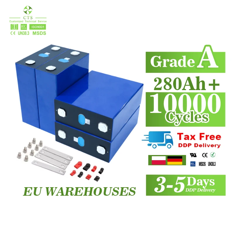 Ukraine Poland Eu Stock 3.2V 100Ah 200Ah 320Ah 280Ah Lifepo4 Battery Lithium Ion Cell for Home Energy Storage System Battery
Ukraine Poland Eu Stock 3.2V 100Ah 200Ah 320Ah 280Ah Lifepo4 Battery Lithium Ion Cell for Home Energy Storage System Battery