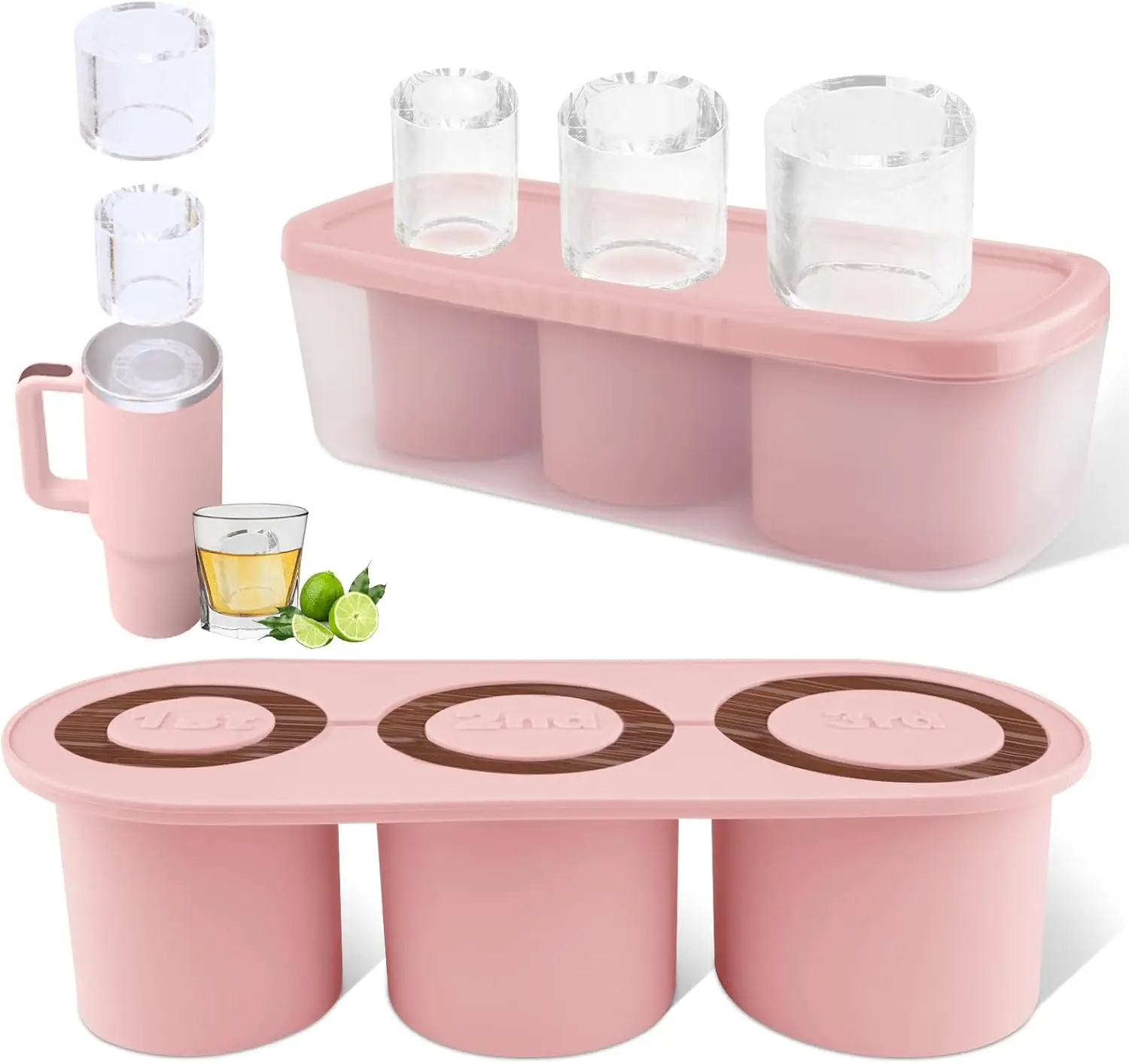3-Pack Silicone Ice Mold for 20-40oz Tumblers, Hollow Cylinder Ice Cubes with Lid, Slow-Melting, BPA-Free (Pink)
3-Pack Silicone Ice Mold for 20-40oz Tumblers, Hollow Cylinder Ice Cubes with Lid, Slow-Melting, BPA-Free (Pink)