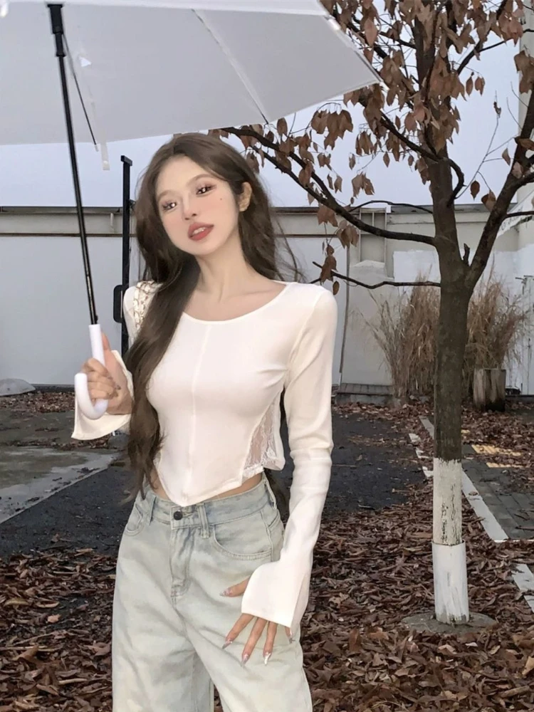 Футболка Y2K в стиле миллениалов, с открытой спиной, длинным рукавом, осенне-зимняя, с кружевными вставками, облегающая, для женщин, базовый слой
Футболка Y2K в стиле миллениалов, с открытой спиной, длинным рукавом, осенне-зимняя, с кружевными вставками, облегающая, для женщин, базовый слой