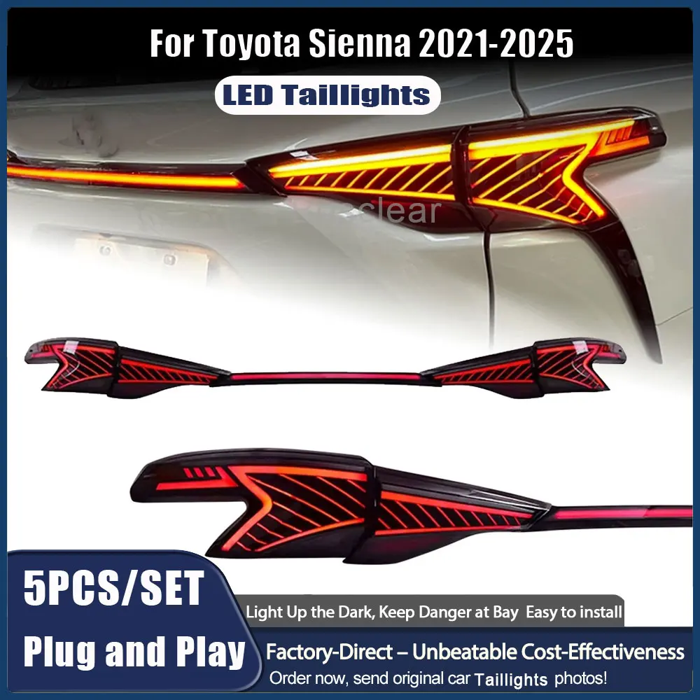 Car Styling for Toyota Sienna Through-tail light assembly 2021-2025 Full LED Tail Lamp DRL Signal Brake Reverse Auto Accessories
Car Styling for Toyota Sienna Through-tail light assembly 2021-2025 Full LED Tail Lamp DRL Signal Brake Reverse Auto Accessories