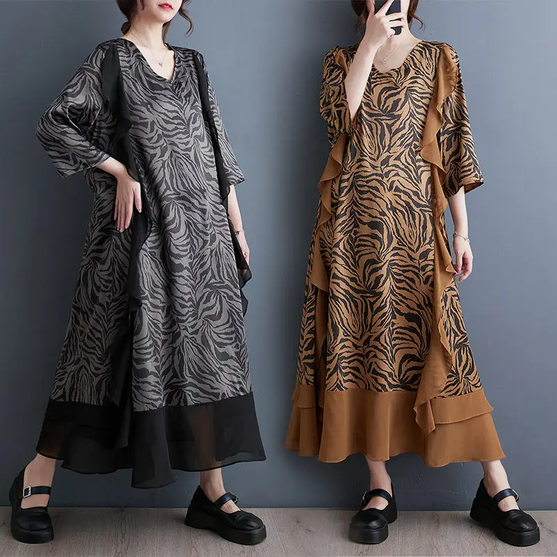 Retro Oversized Women's Clothing 2023 Autumn Korean Fashion Zebra Pattern Dress Versatile Elegant Large Size Long Dress z3034
Retro Oversized Women's Clothing 2023 Autumn Korean Fashion Zebra Pattern Dress Versatile Elegant Large Size Long Dress z3034