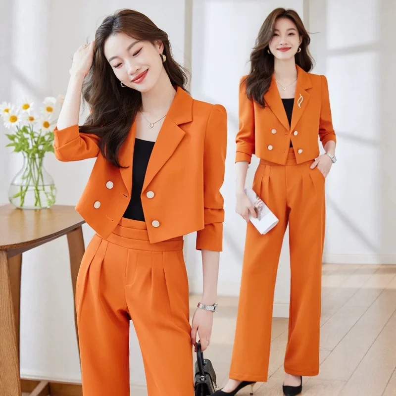 Orange blazer for petite women, short style, high-end professional attire, elegant goddess style, fashionable casual suit
Orange blazer for petite women, short style, high-end professional attire, elegant goddess style, fashionable casual suit