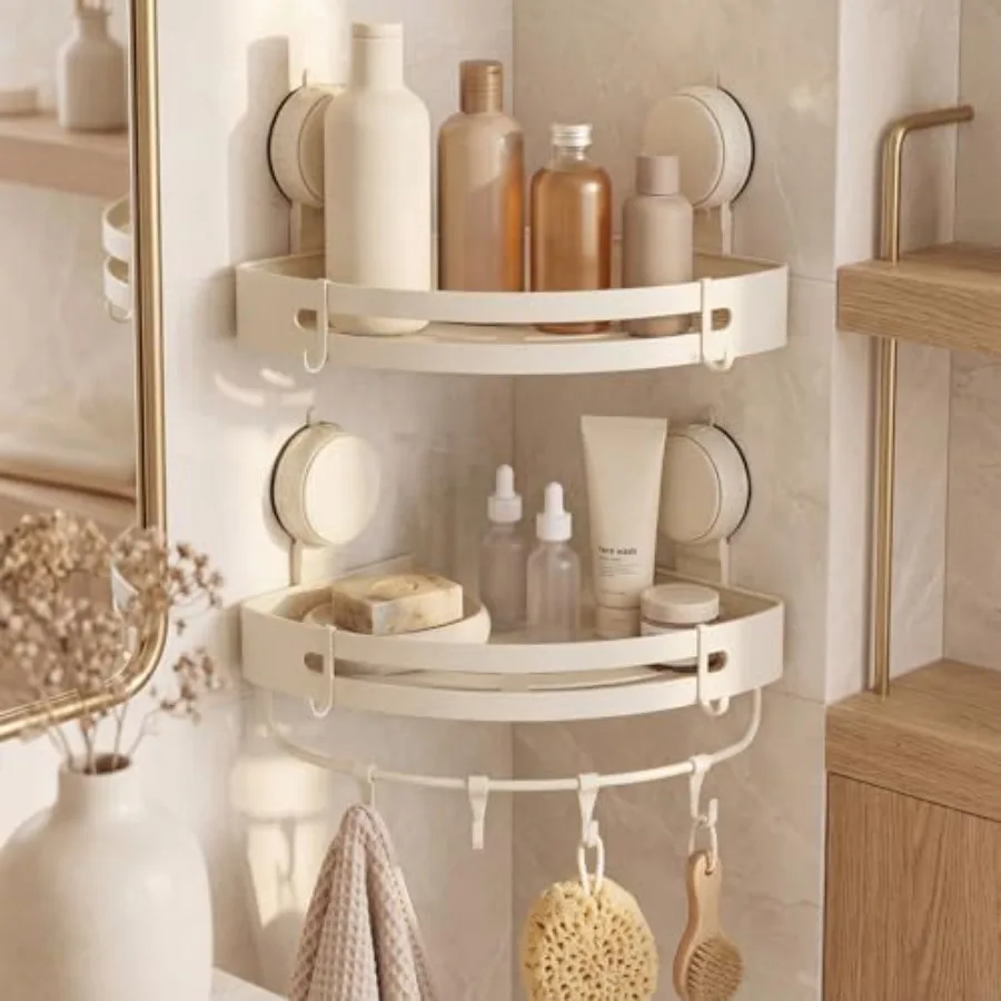 Suction Cup Shower Caddy Cream White,Single 1.77 Inch High No-Drilling Aluminum Bathroom Organizer with Towel Bar and Hooks, Mo
Suction Cup Shower Caddy Cream White,Single 1.77 Inch High No-Drilling Aluminum Bathroom Organizer with Towel Bar and Hooks, Mo