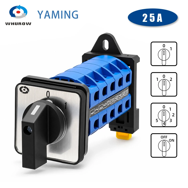 YMW26 25A Rotary Cam Changeover Switch Silver Contact Panel & DIN Rail Mountable 1-5 Sections Multi Position Universal Selector
YMW26 25A Rotary Cam Changeover Switch Silver Contact Panel & DIN Rail Mountable 1-5 Sections Multi Position Universal Selector