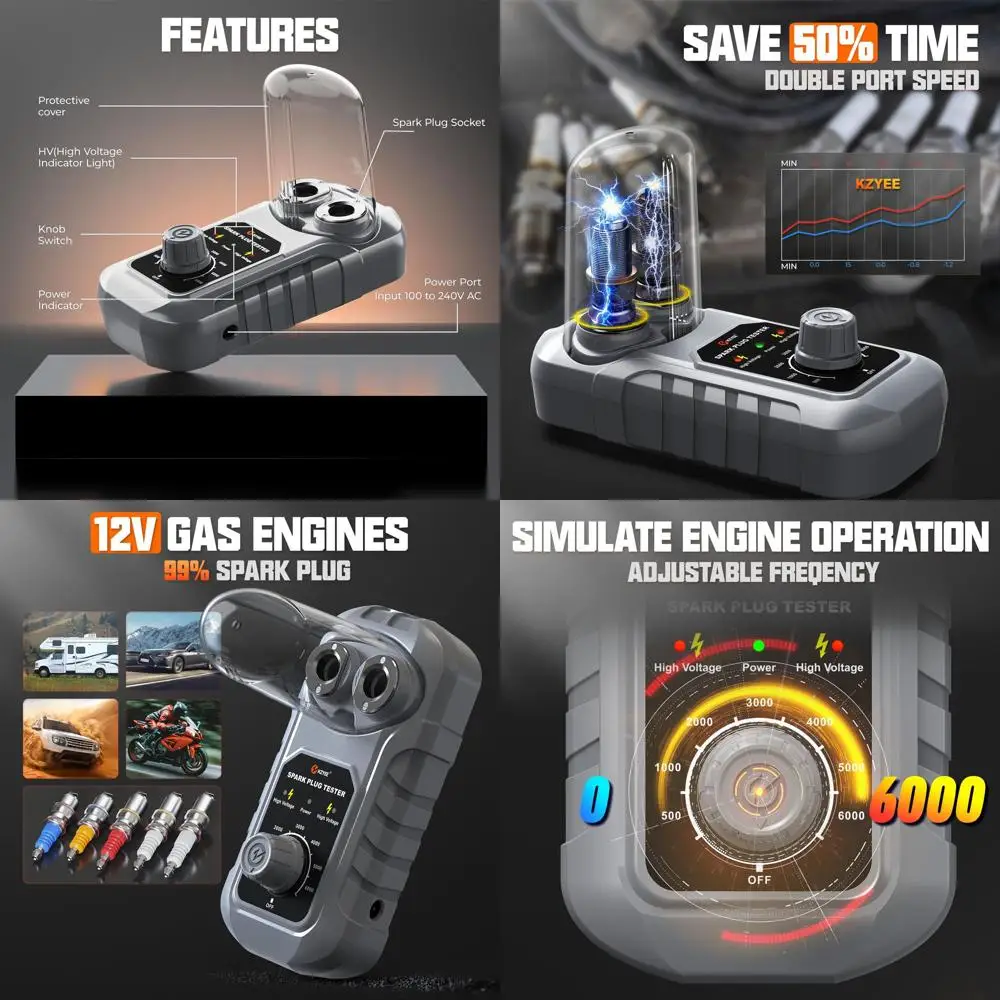 Тестер свечей зажигания KS40 — двойное отверстие, регулируемая 0–6000 об/мин, катушка зажигания с реальной нагрузкой и инструмент Misfire для газовых двигателей 12 В — безопасный, Pro
Тестер свечей зажигания KS40 — двойное отверстие, регулируемая 0–6000 об/мин, катушка зажигания с реальной нагрузкой и инструмент Misfire для газовых двигателей 12 В — безопасный, Pro